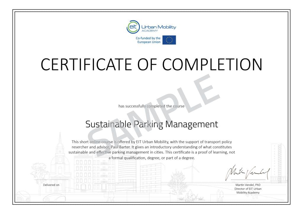 Certificate - Sustainable Parking Management