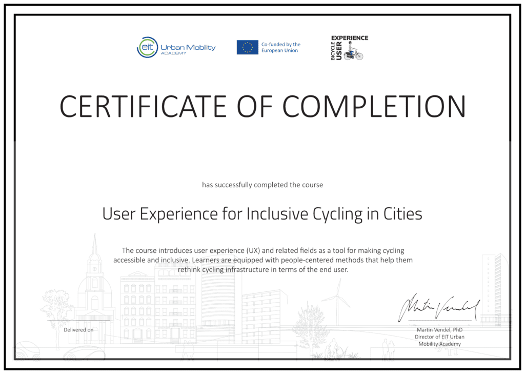 Certificate - User Experience for Inclusive Cycling in Cities