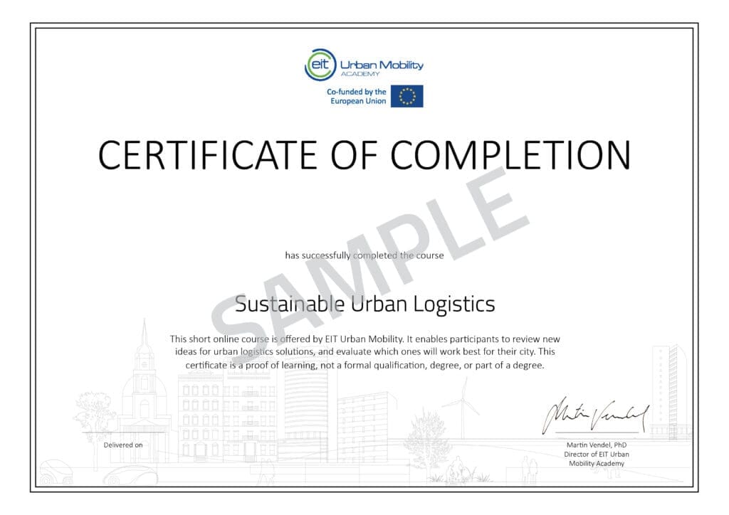 Certificate - Sustainable Urban Logstics